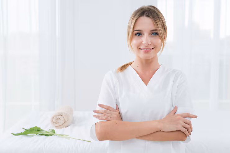 Woman Posing With Bathrobe Spa 23 2148206225